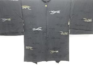 大正ロマン　波に花模様織り出し一つ紋羽織